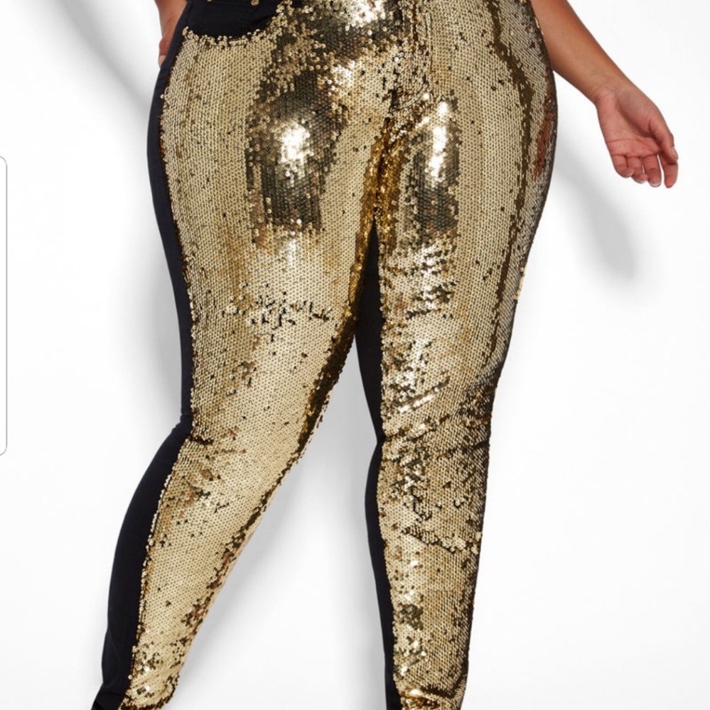 Black with Gold sequin pants